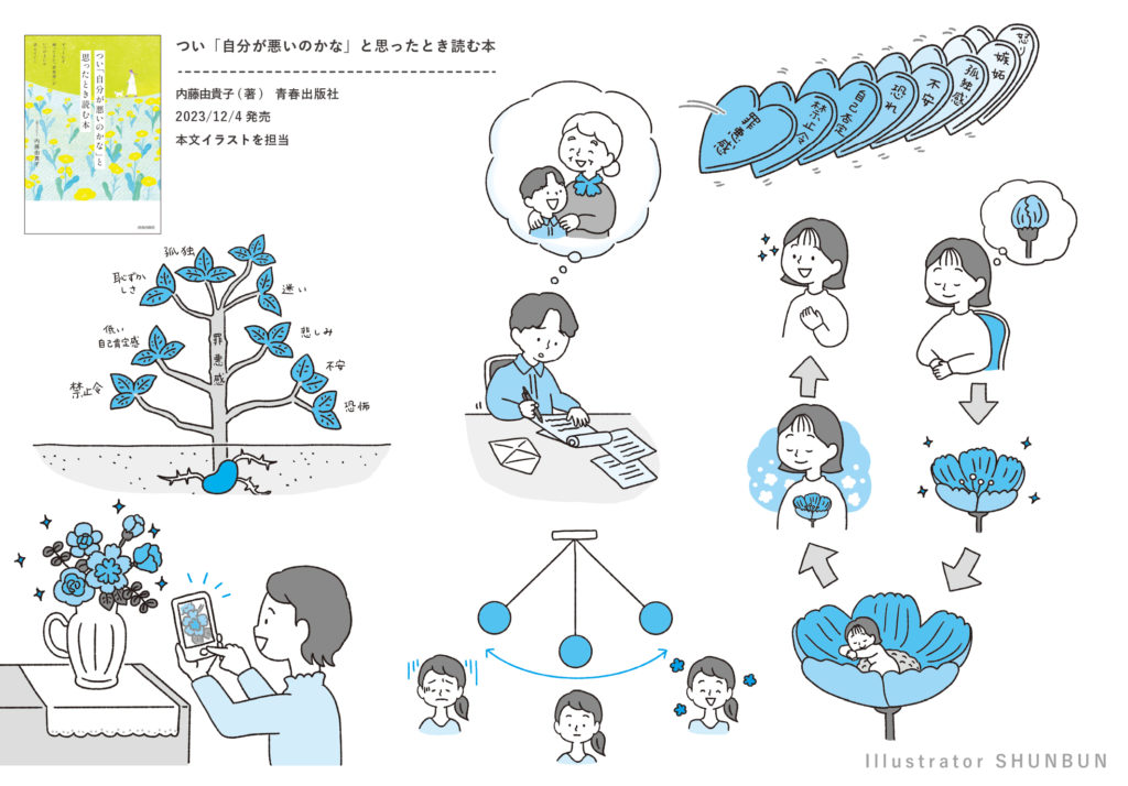 【お仕事】  つい「自分が悪いのかな」と思ったとき読む本（青春出版社）本文イラスト