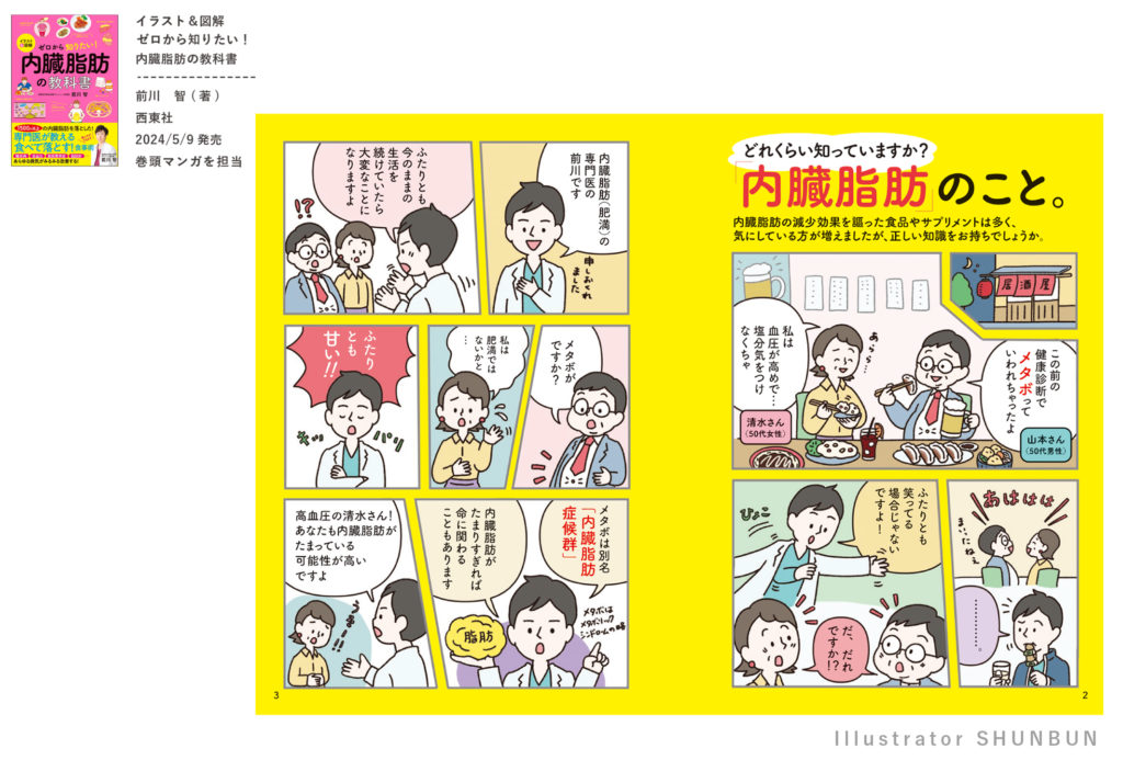 【お仕事】ゼロから知りたい！内臓脂肪の教科書（西東社）巻頭マンガ
